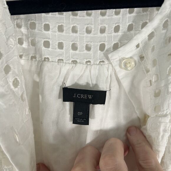 J. Crew Knee Length Dress Womens 0P Ivory Sleeveless Belted Button Up Round Neck - Picture 5 of 8